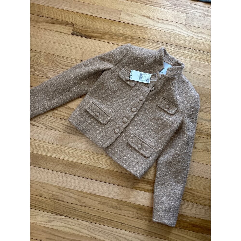 Mango Womens Beige Tweed Button-Up Jacket, XS, new with tags - Picture 2 of 7